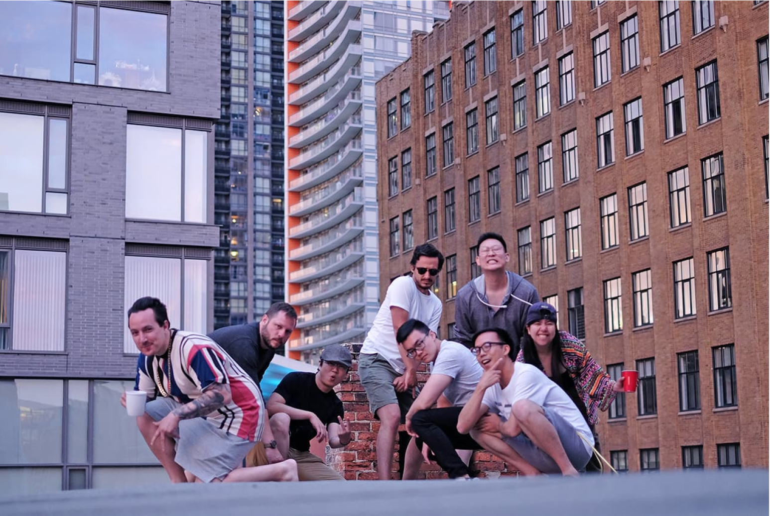 Quantum Mob Team posing on the roof